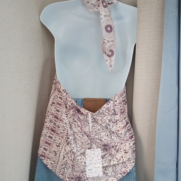 FREE PEOPLE Madagascar print sleeveless halterneck top size XL - Picture 7 of 8